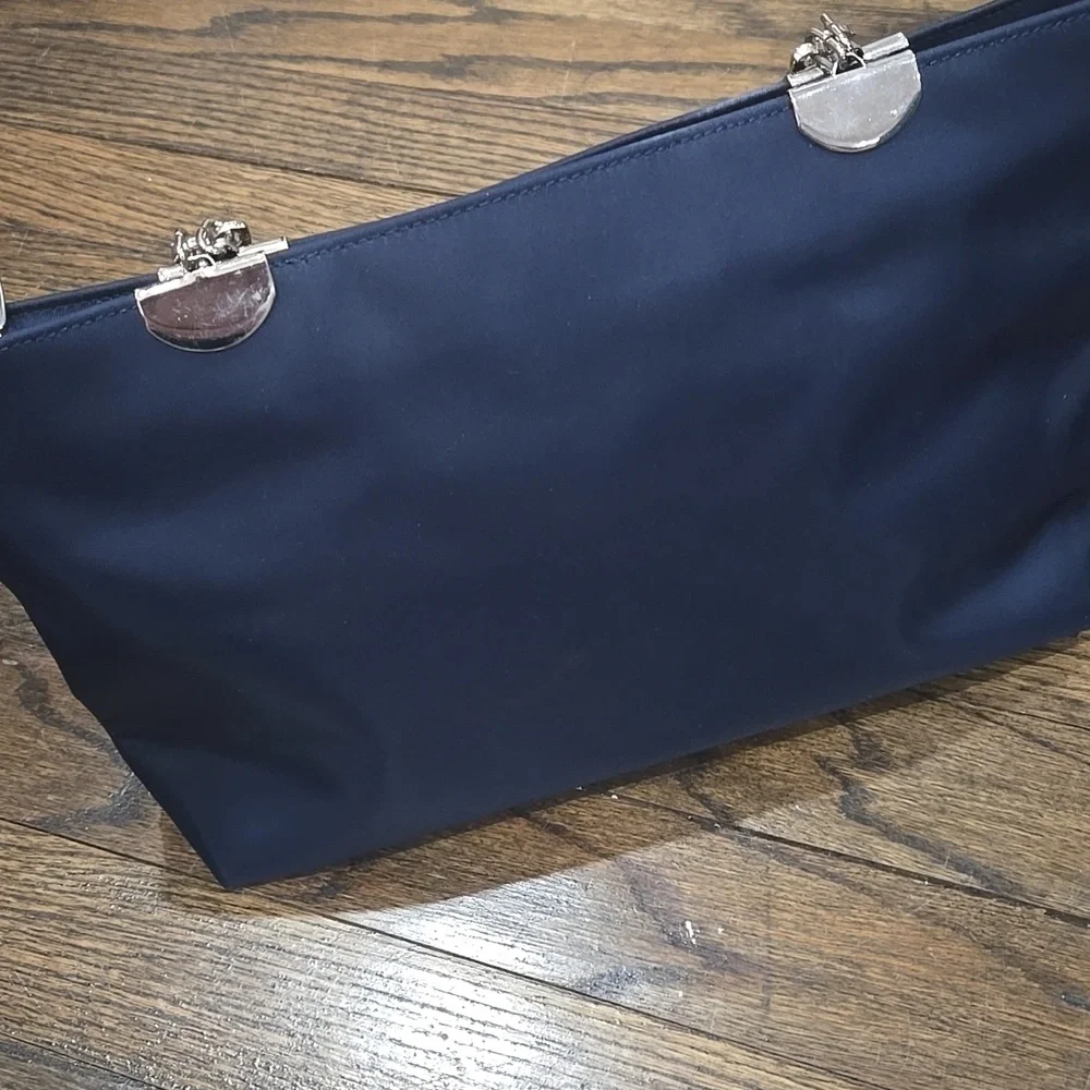 Kate Spade Vintage Small Satchel Navy Purse Metal Handles RARE